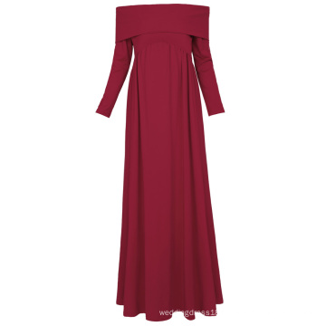 Kate Kasin Sexy Womens Maternity Long Sleeve Off Shoulder Long Maxi Dress Wine Red Maternity Dress KK000677-1